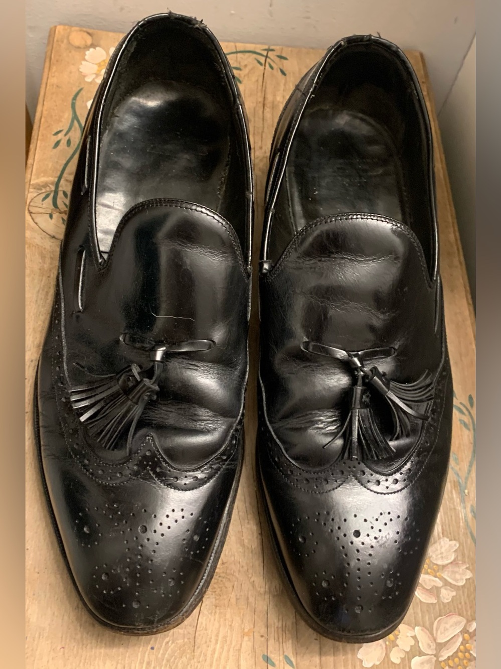Bostonian Black Leather Tassel Brogue Slip-Ons